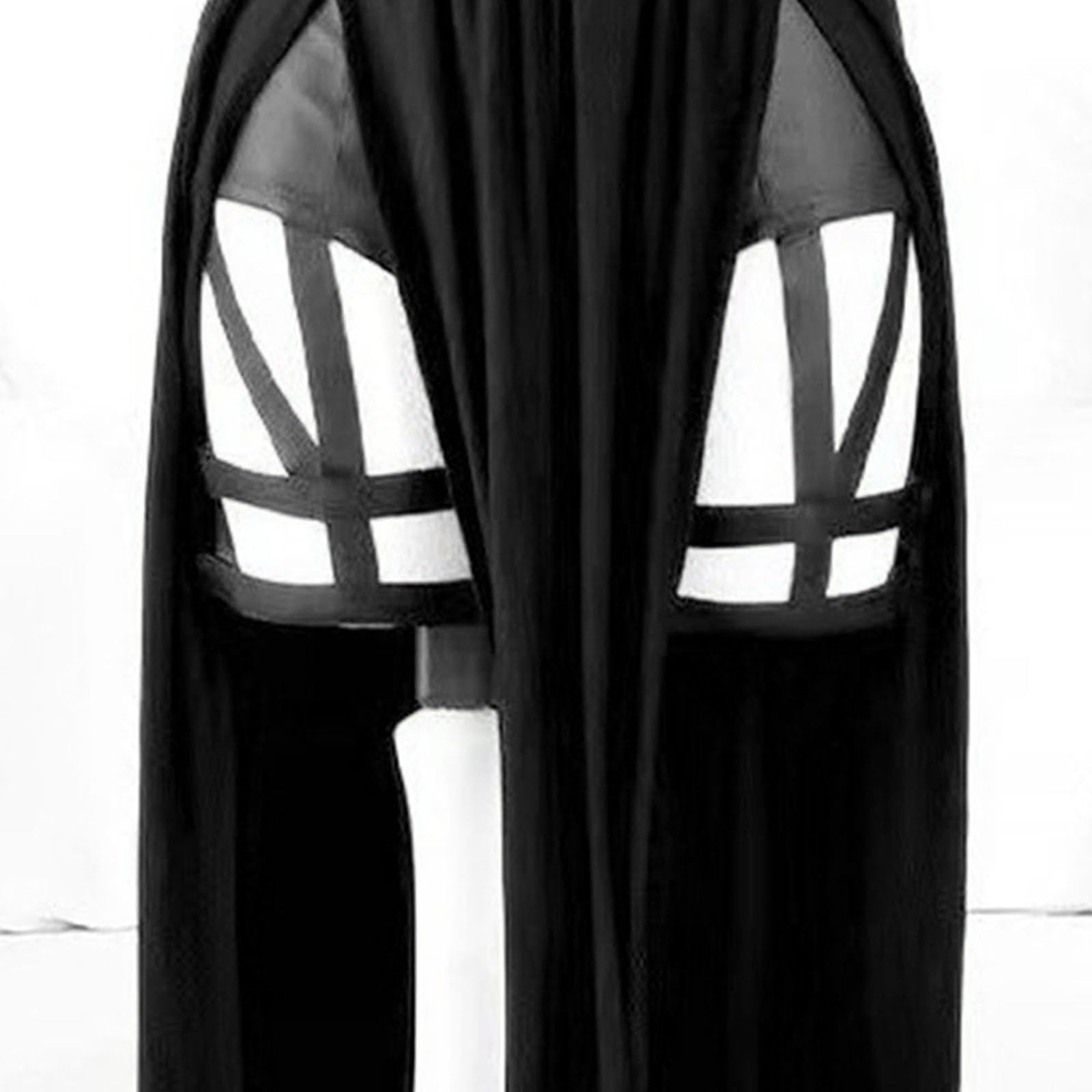 Generic Women Gothic Lingerie Lace Babydoll 3 PC Sheer Mesh Long Dresses Front Criss-Cross Crop Top and Skirt Lingerie: 3X-Large Black_1