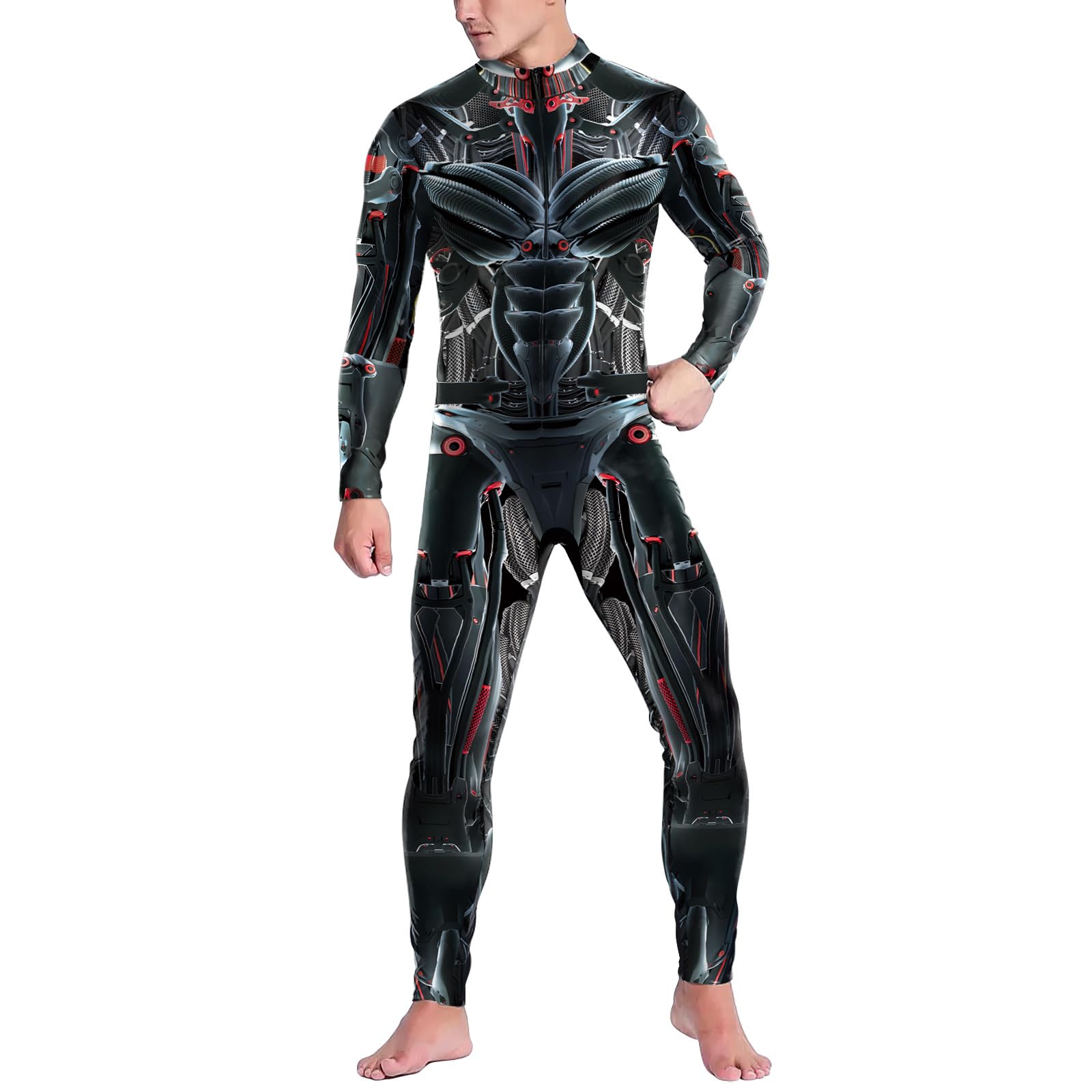 Unisex Mechanical Robot Skeleton 3D print Skinny Jumspsuit Outfits Halloween Costume Bodysuit