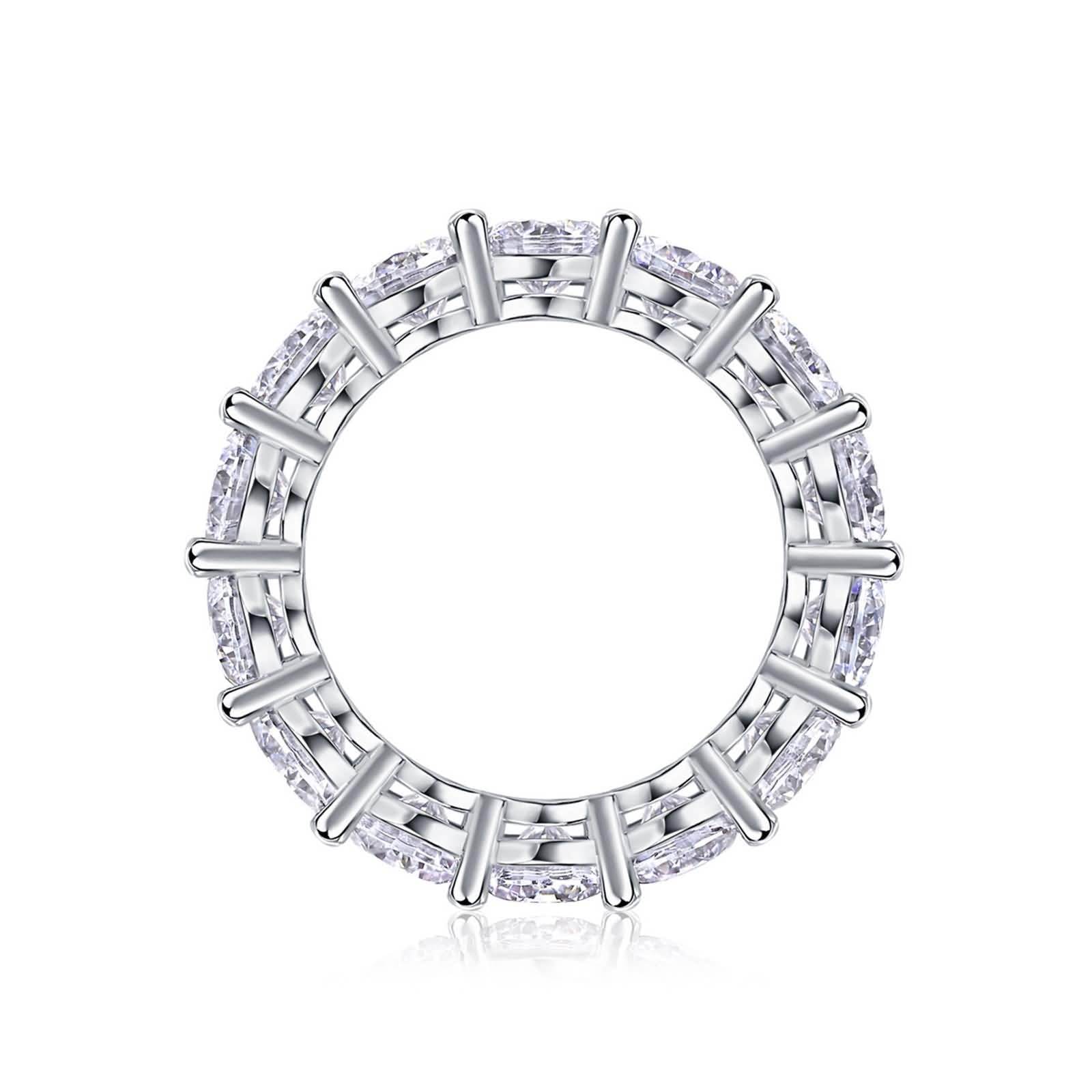 Unisize Ring, Ringe Frauen Cool 5mm Moissanit-Ring Silber 18K Weißgold Größe 47 (15.0)