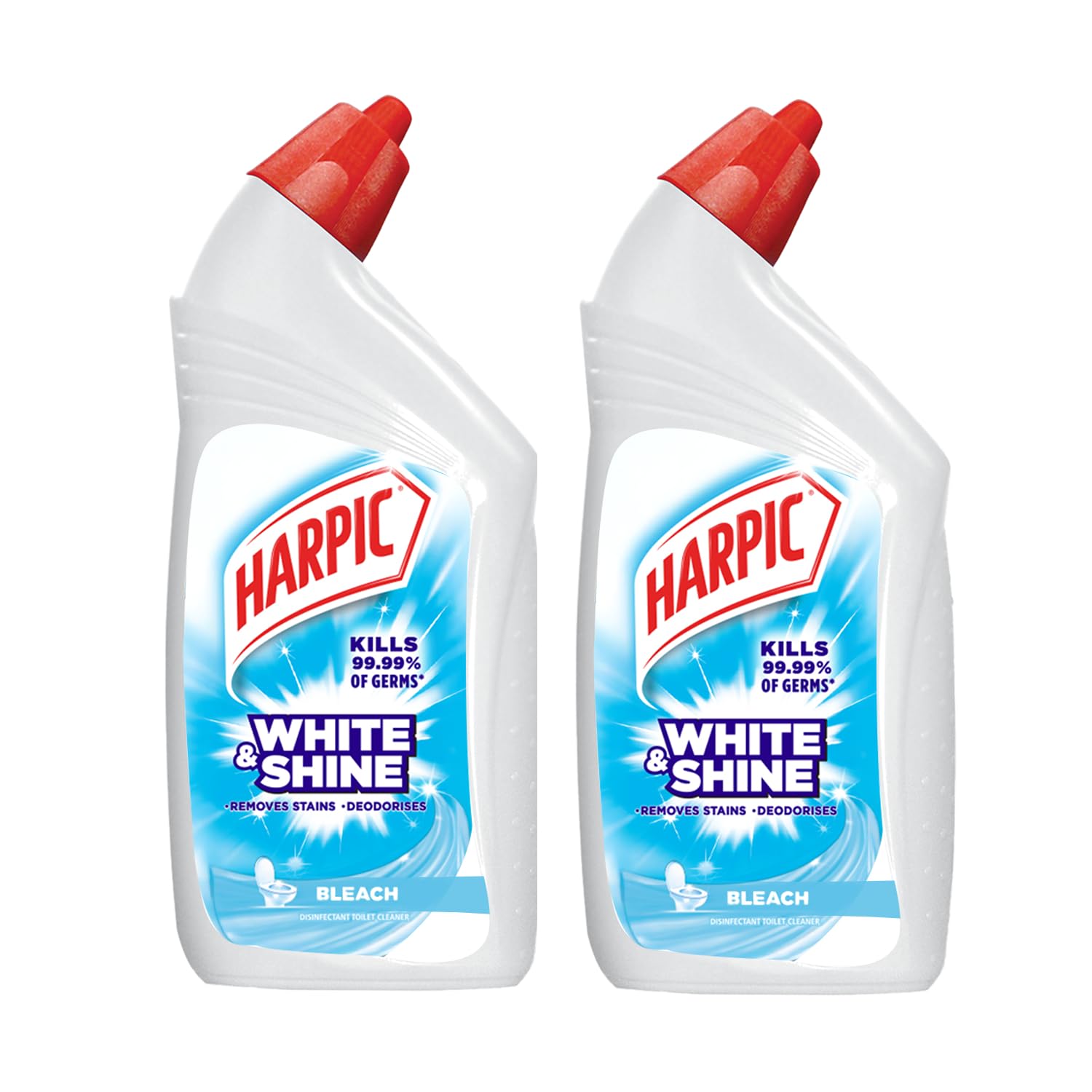 Harpic 500 ml, White and Shine Disinfectant Toilet Cleaner Bleach Liquid (Pack of 2)