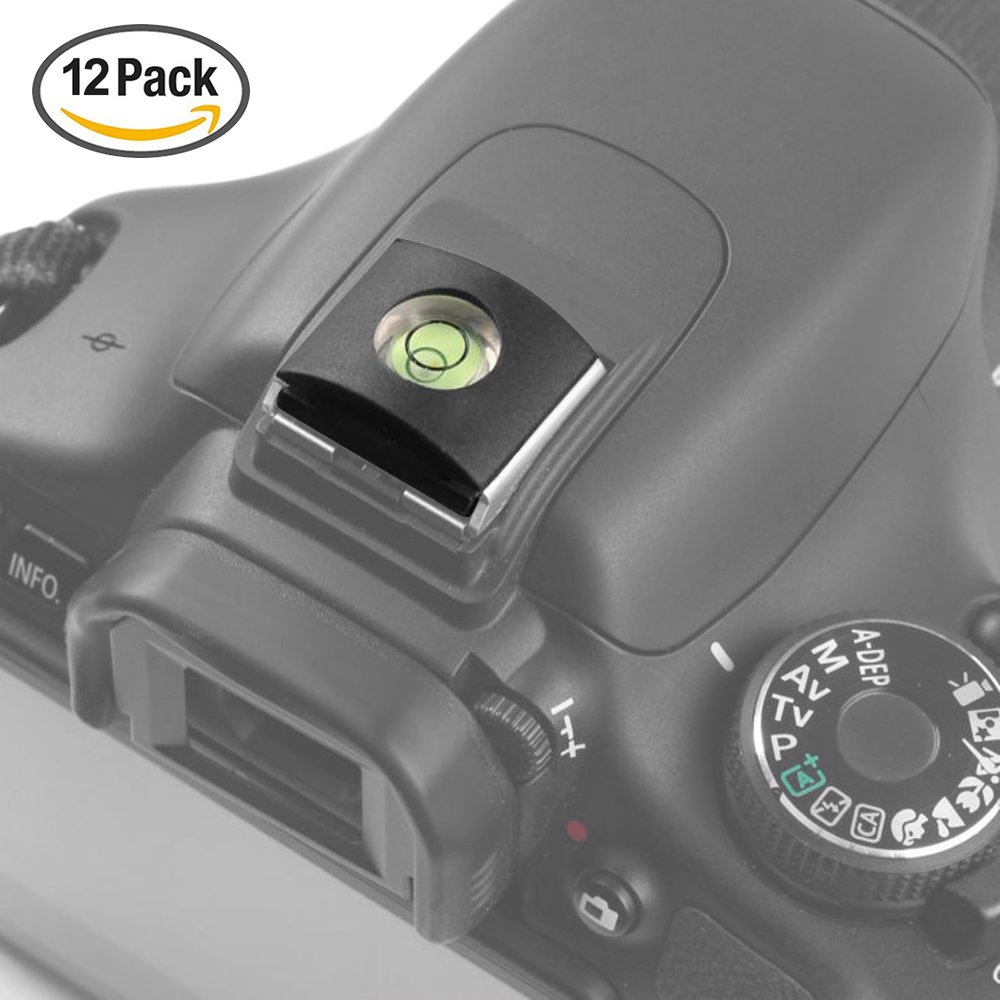 SENHAI Set Van 12 Hot Shoe Covers – Rubberen Beschermkapjes Met Waterpas – Voor Canon, Nikon, Fujifilm, Olympus, Sigma, Pentax