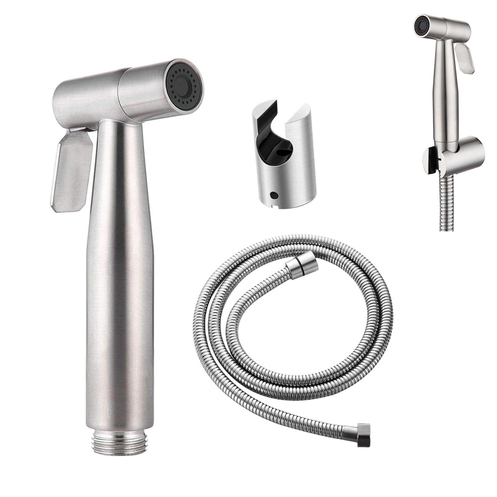 Bidet słuchawka prysznicowa wraz z wężem prysznicowym 150 cm, ze stali nierdzewnej, do toalety, polerowany zestaw prysznicowy z funkcją zmiany i uchwytem ściennym