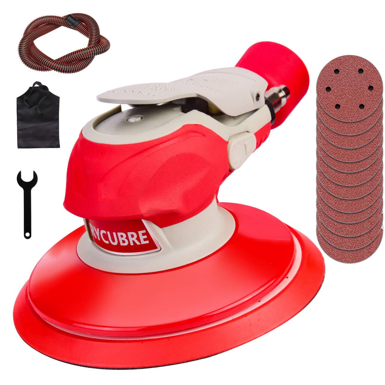 Air Sander 6 Inch DA Palm with vacuum Sander, Pneumatic Random Orbital da Sander for auto body &amp; Woodworking &amp; Auto Polishing (including 12 sandpaper + accessories)