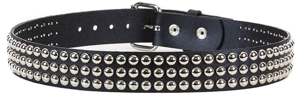 Funk PlusThree Row Round Stud Belt Made In USA Genuine Leather Punk Goth Thrash Metal