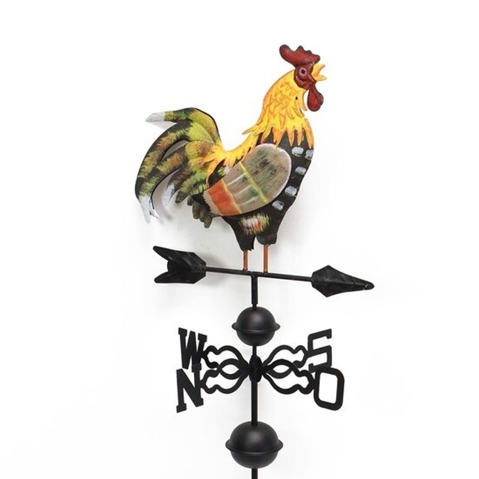 Weather Vane with Rooster Ornament, Cast Iron Weather Vane for Roofs Rooster Weathervane Garden Yard Patio Decor (Color : Black)