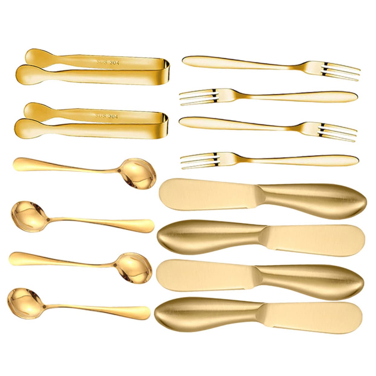 BRIGHTFUFU 4-in-1 Cheese Knife Set Butter Spreader Serving Spoons Made of Stainless Steel for Kitchen Restaurant Home