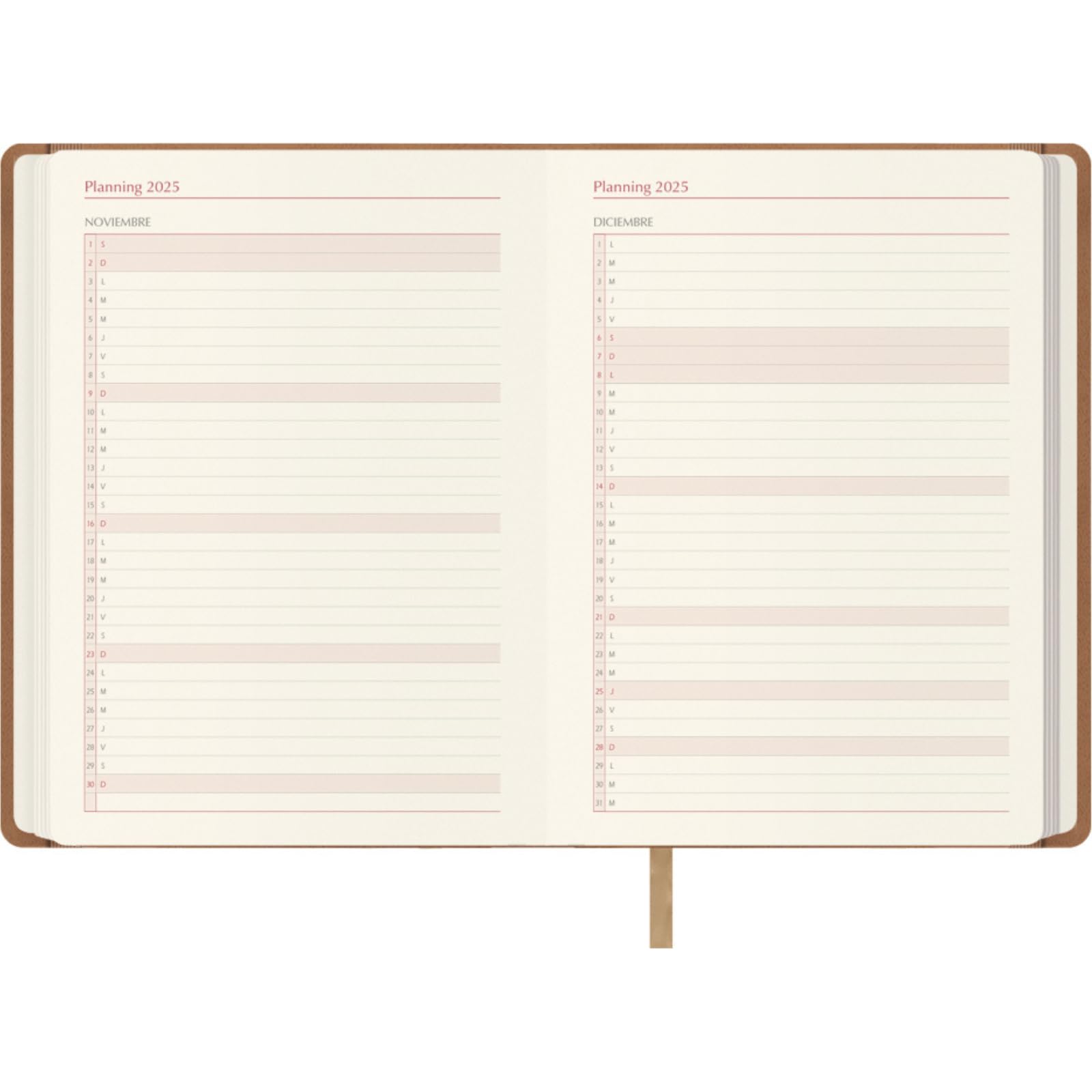 Dohe, 2025 Diary, Day by Page, A5 Size (15 x 21 cm), 12 Months January to December, Leatherette Hardcover, Planner in Spanish - Image 4