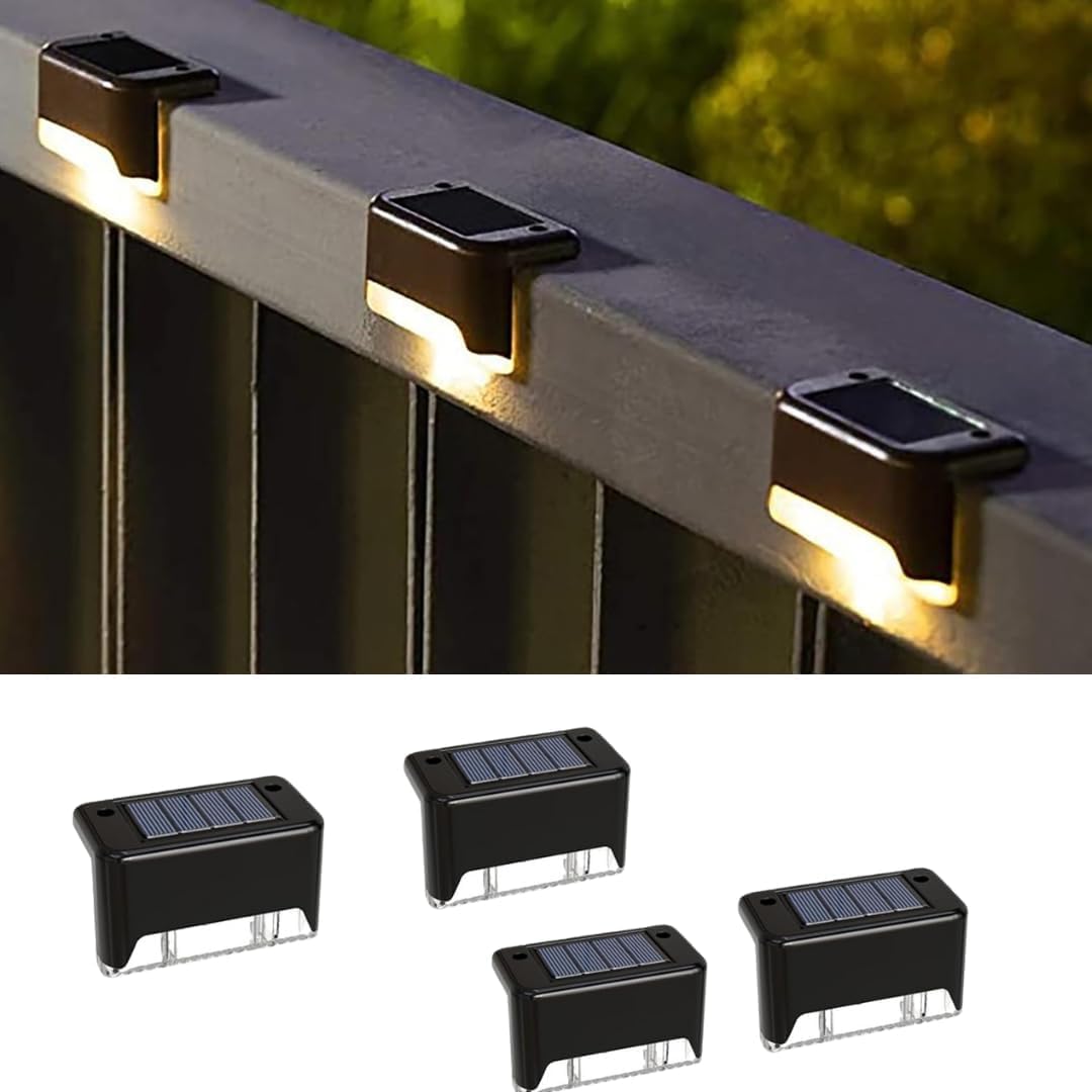 HR INTERNATIONAL Acrylonitrile Butadiene Styrene Solar Light Outdoor Garden Lamp Home Stair Step Lights Waterproof Balcony Led Solar Powered Solar Deck Lights (Pack of 4)-image-8