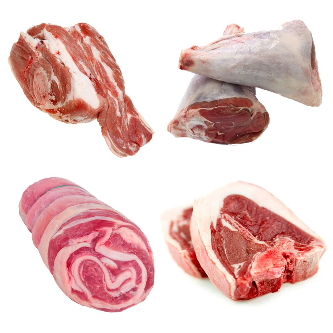 London Grocery Fresh Grass Fed Lamb Meat Box – Includes Loin Chops, Shoulder Joint, Boneless Breast & Shanks – 4 Premium Cuts Ideal for Family Dinners & Weekend Roasts