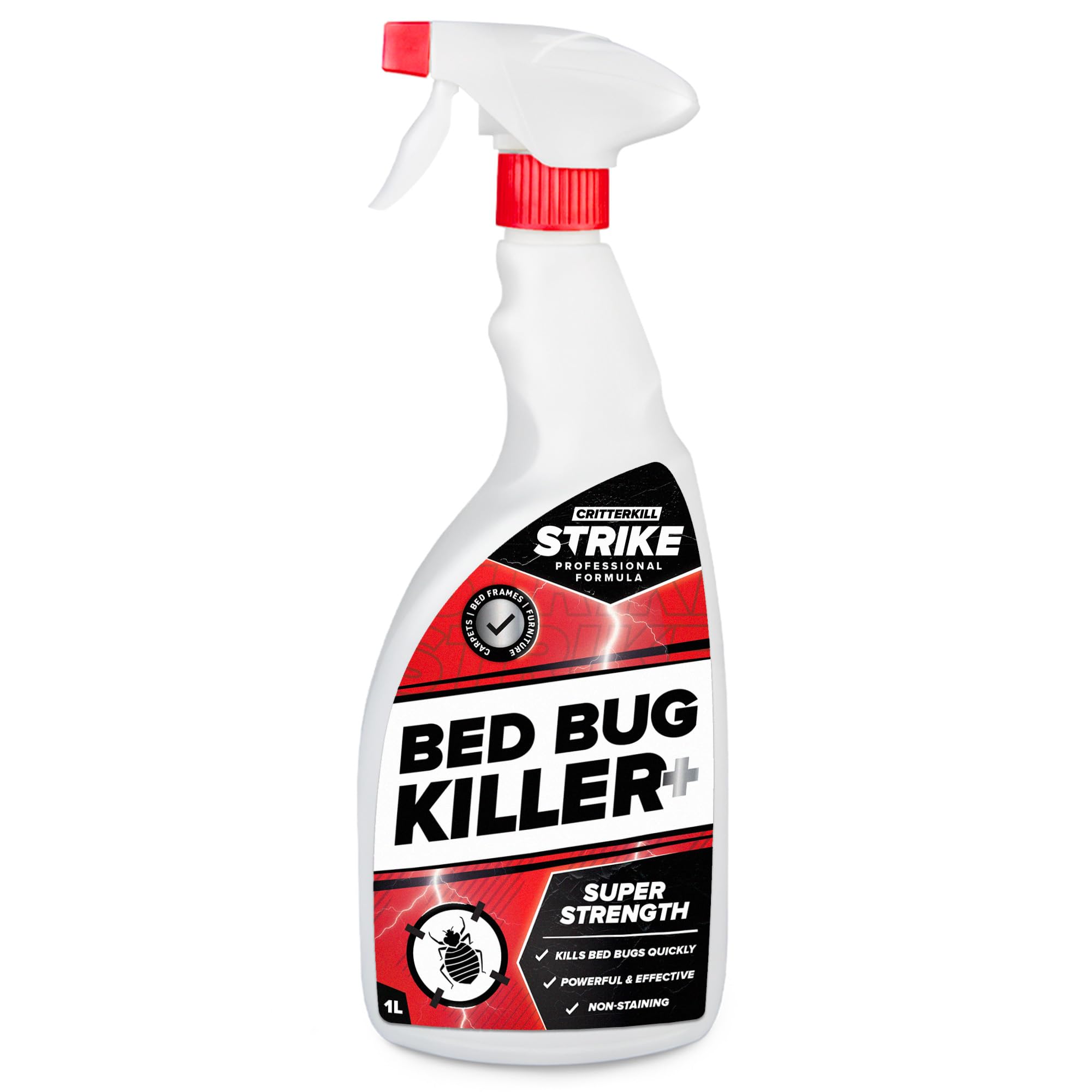 CritterKill Strike Bed Bug Killer Spray 1L - Kills Bed Bugs Quickly - Safe for Use in Bedrooms - Dual Active Ingredients for Better Results (1)