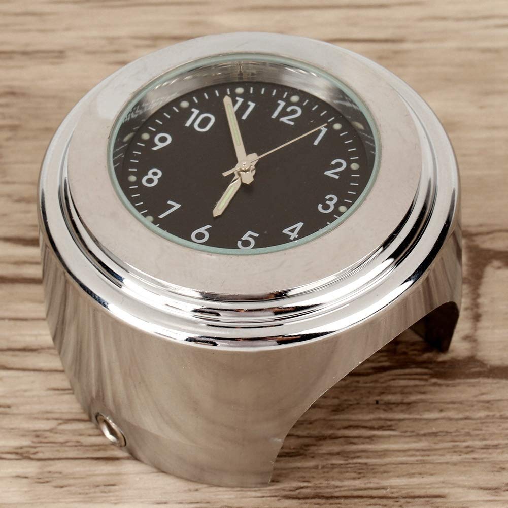 22 25mm Uniwersalny Motocykl, Kierownica Zegar Metalowy Zegar Motocyklowy Uchwyt na kierownicę Uchwyt na rękę Bar Dial Zegarek (czarna tarcza) Zegarek (czarny) (Czarny)