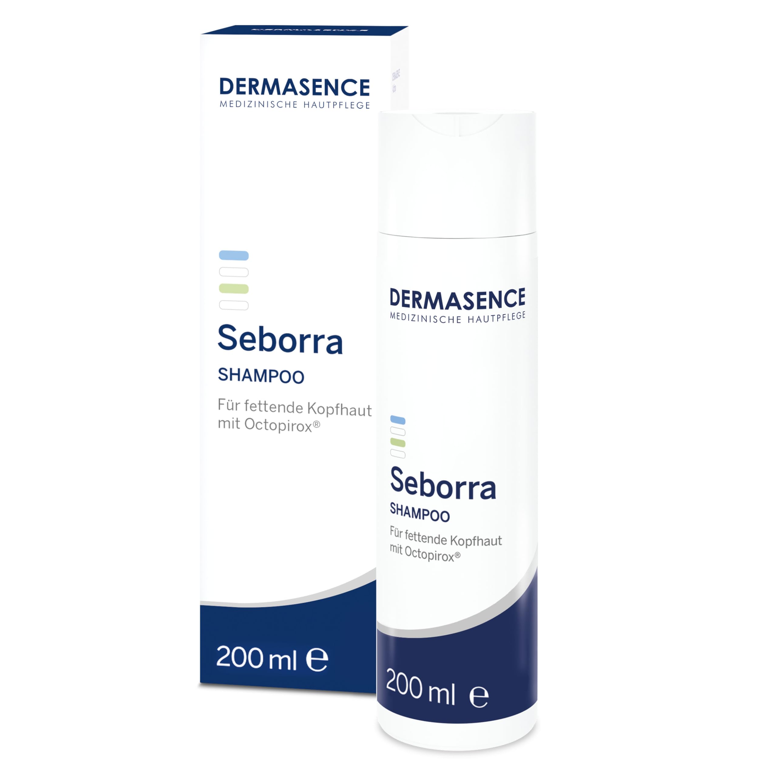 DERMASENCE Seborra Shampoo, 200 ml – Shampoo bei fettiger Kopfhaut & Schuppen, mit Menthol, Panthenol & bewährtem Schuppenwirkstoff, wirkt kühlend & beruhigend, vegan, für tägliche Anwendung geeignet