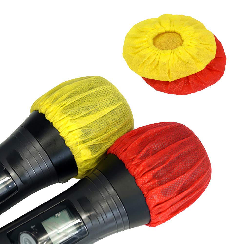 GSHLLO 100 fundas desechables no tejidas para micrófono de mano, protector de parabrisas, color rojo y amarillo
