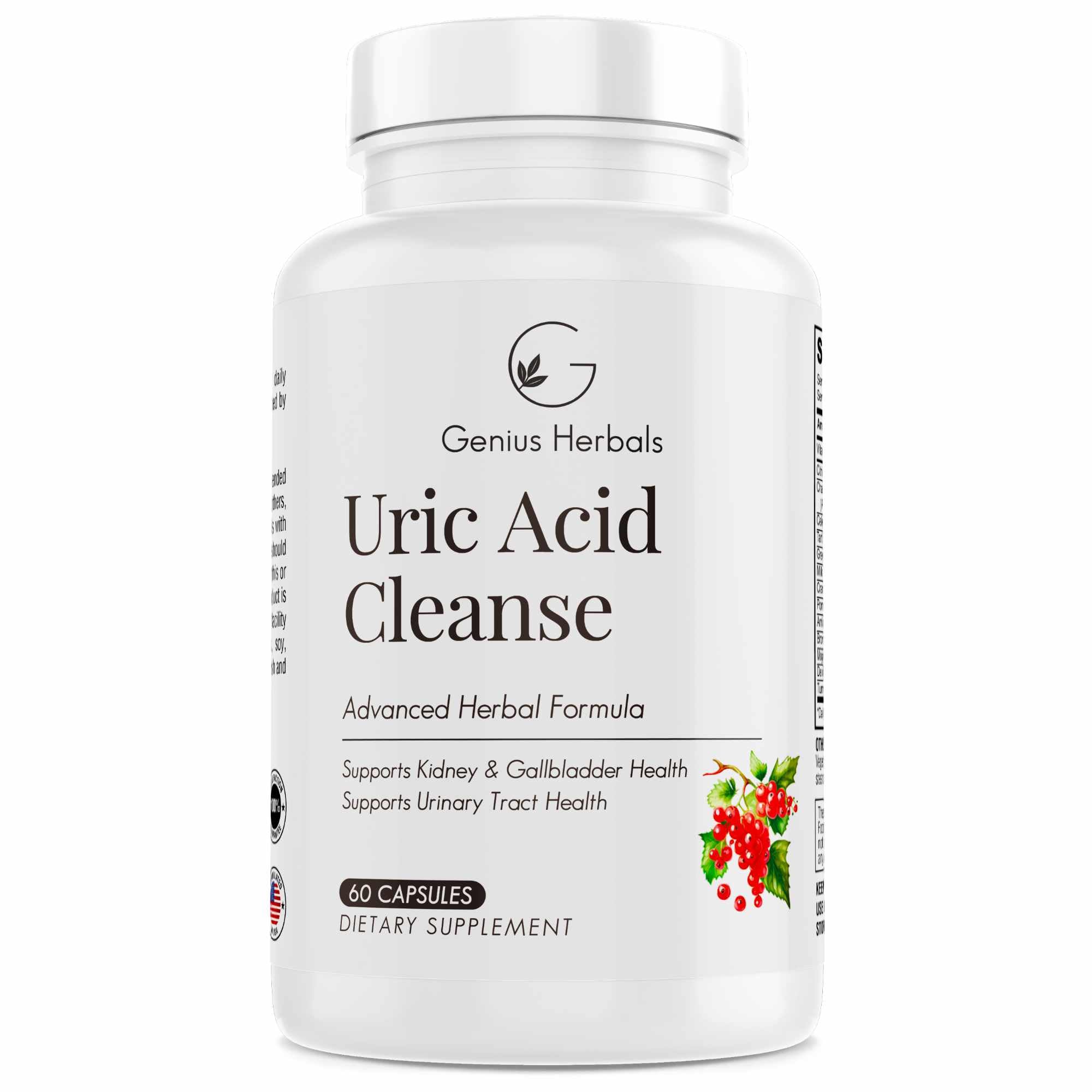 GENIUS HERBALS – Suplemento para o trato urinário com cranberry, chanca piedra, cereja-azeda, cardo-mariano, bromelaína e romã – 60 cápsulas