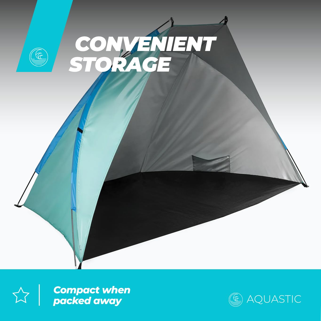 AQUASTIC Strandzelt Concielo Leichtes Kompaktes und Schützendes Zelt mit UPF 50 120x210x120 cm aus Strapazierfähigem Polyester und Glasfaser Ideal für den Strand Farbe Türkis
