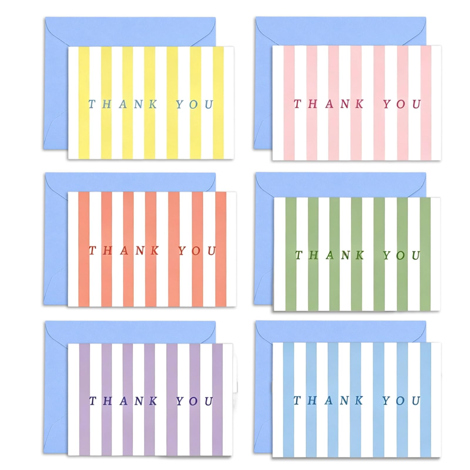 Thank You Cards with Envelopes and Stickers - Pack of 6 Blank Note Cards for Wedding, Baby Shower, Business, Kids & Teachers - Greeting Postcards Multipack