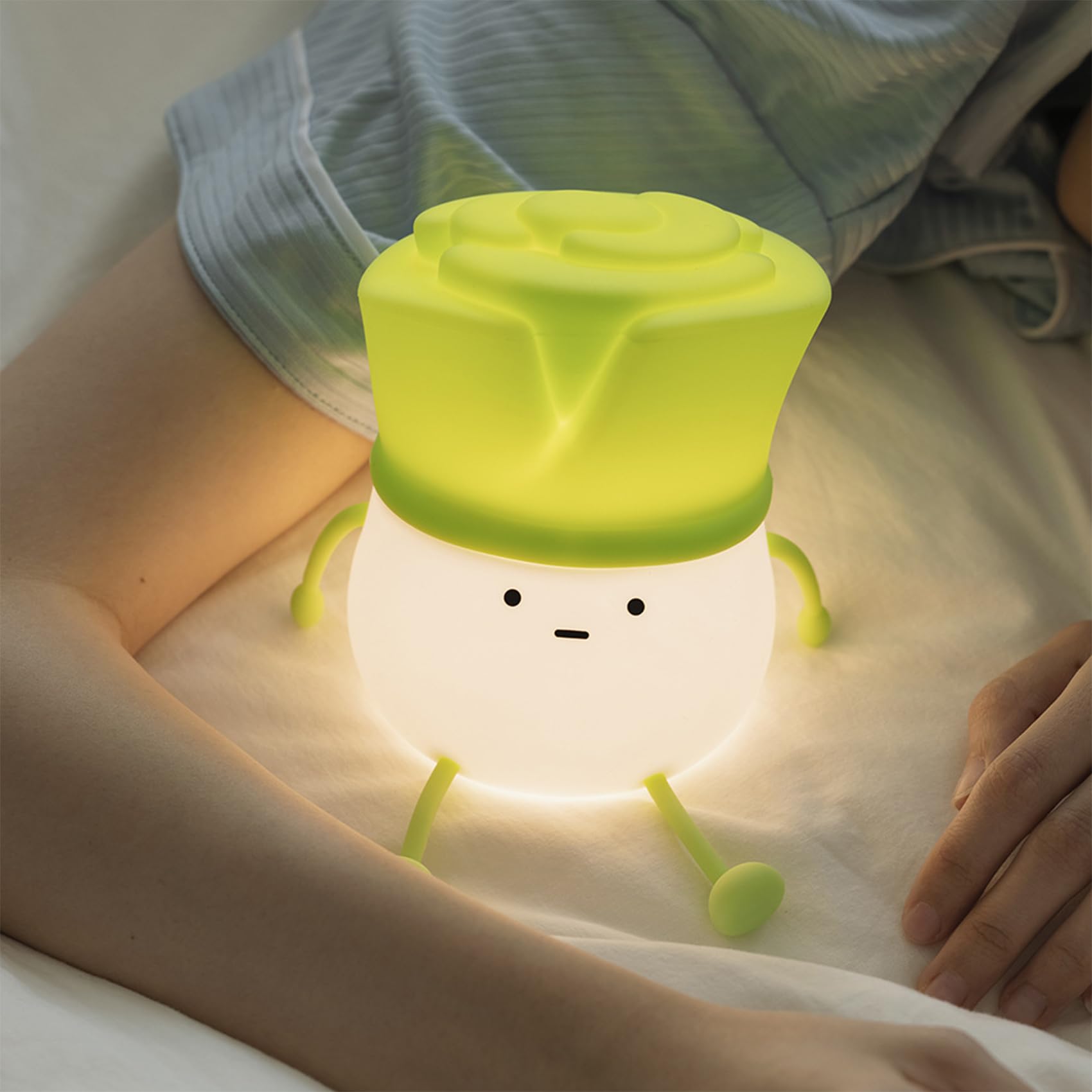 Luz Nocturna Infantil, Cebollino Silicona Luz Bebe Nocturna Tocar Niño pequeño Lámpara con Temporizador Recargable Luz de Noche para Bebé Niños Mujeres (2 Pieza)