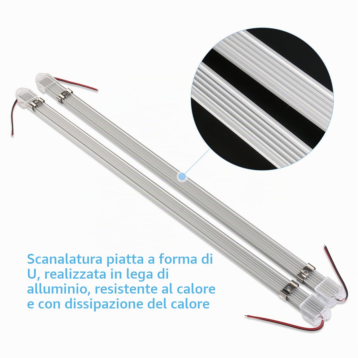 WINOMO 2pcs DC 12V 50CM Alluminio Striscia LED Rigida Barra di Luce Lampada (Bianco)