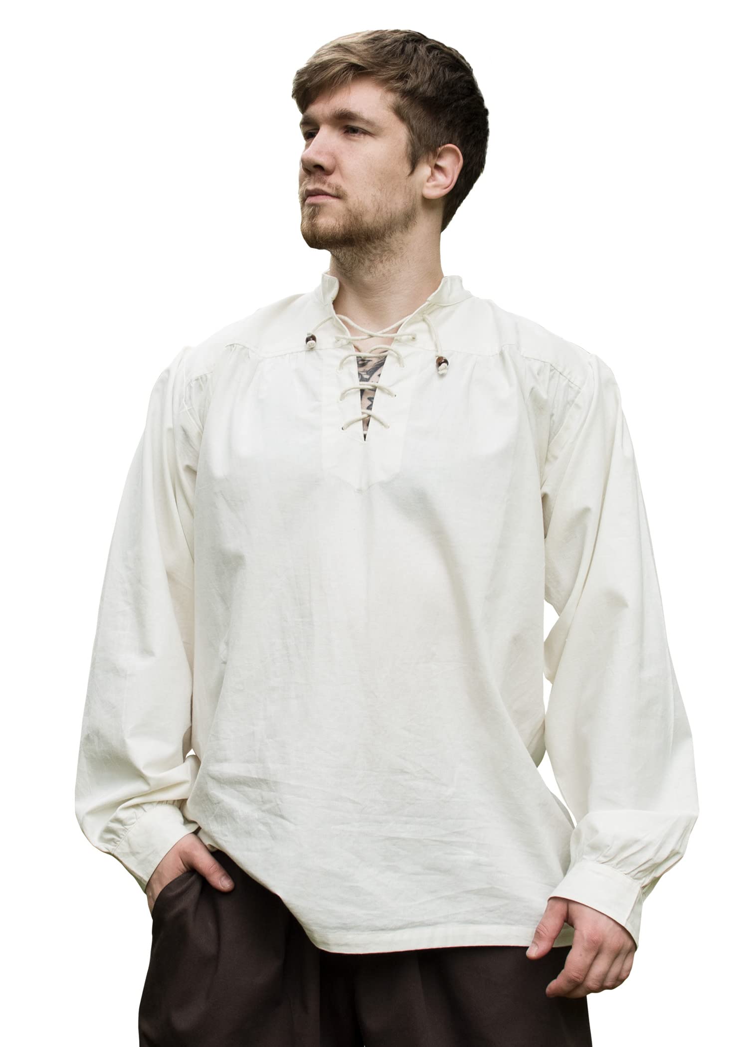 Battle-Merchant Ludwig - Mens Medieval Shirt - Viking LARP Costume - Natural - Large