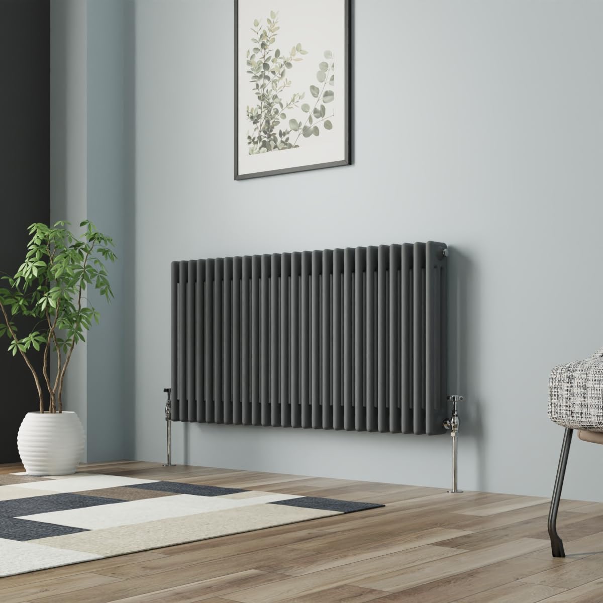 NRG Column Radiator Anthracite 600x1192mm Triple Cast Iron Rads