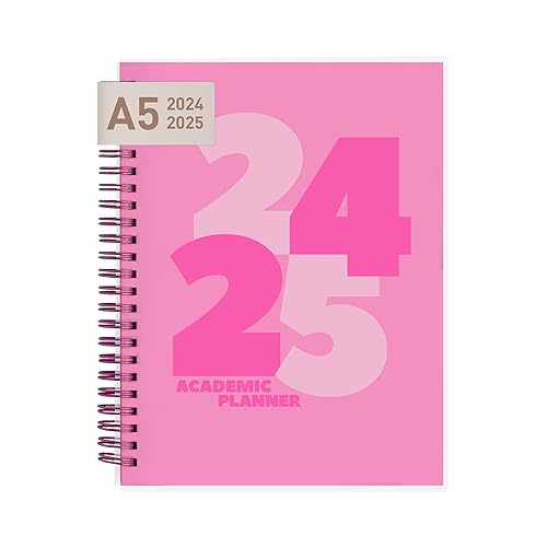 Riley's Planner – Agenda scolaire hebdomadaire 2024-2025, 18 mois épais – Agenda hebdomadaire et mensuel audacieux et distinct, couverture robuste, pages de notes, reliure à double spirale (20,3 x