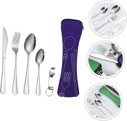 Miniatura 6 de BESTonZON 5 piezas de cubiertos suministros de restaurante cena fiesta tenedor cuchara de comer cucharas de sacacorchos bolsa de cubiertos cuchillo