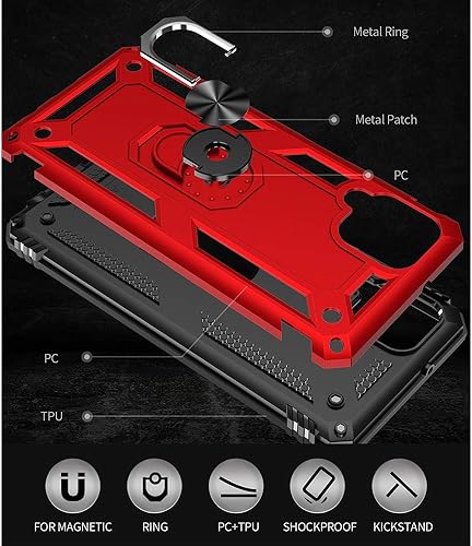 Miniatura 7 de Funda para Samsung Galaxy A12, Samsung A12 con protector de pantalla HD, grado militar de 16 pies probada en caídas, anillo protector a prueba de