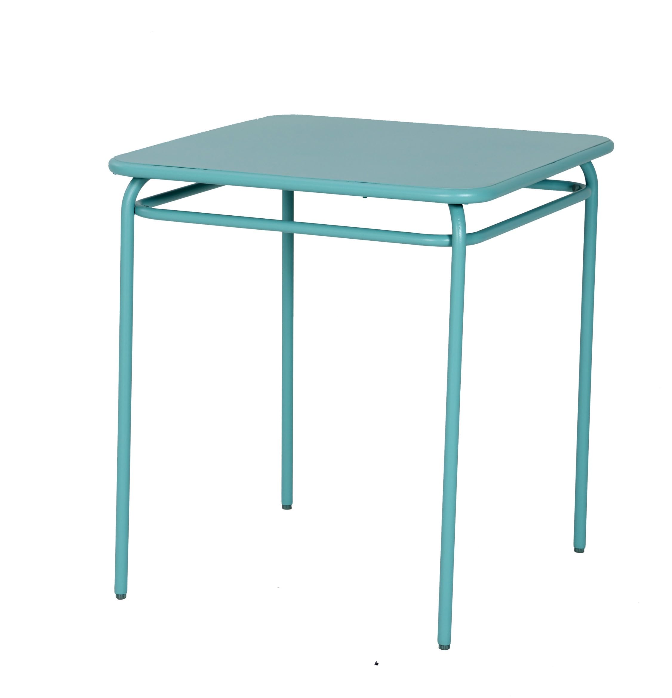 METRO Professional Mesa de Exterior Apilable, Acero, 68 x 68 cm, Ideal para Jardín y Terraza, Resistente a la Intemperie, Azul