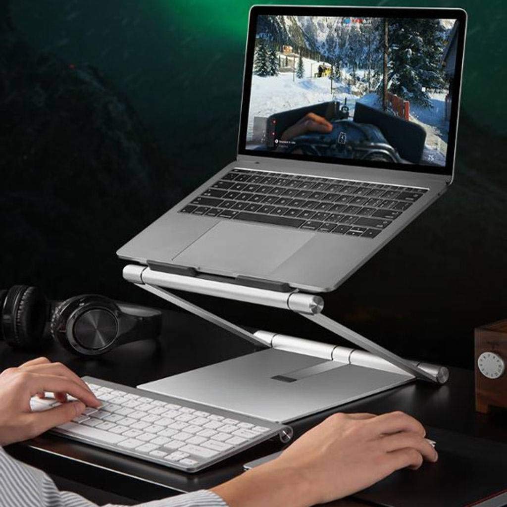 Supporto per Laptop, Supporto per Laptop Supporto per Laptop Multi-Angolo Regolabile in Alluminio Supporto ergonomico Multifunzione Adatto per Laptop da 10-17 Pollici-Argento