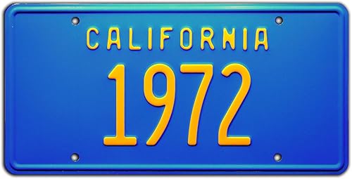 California Vintage Hot Rod 1972 Placa de matrícula de tocador con estampado de metal