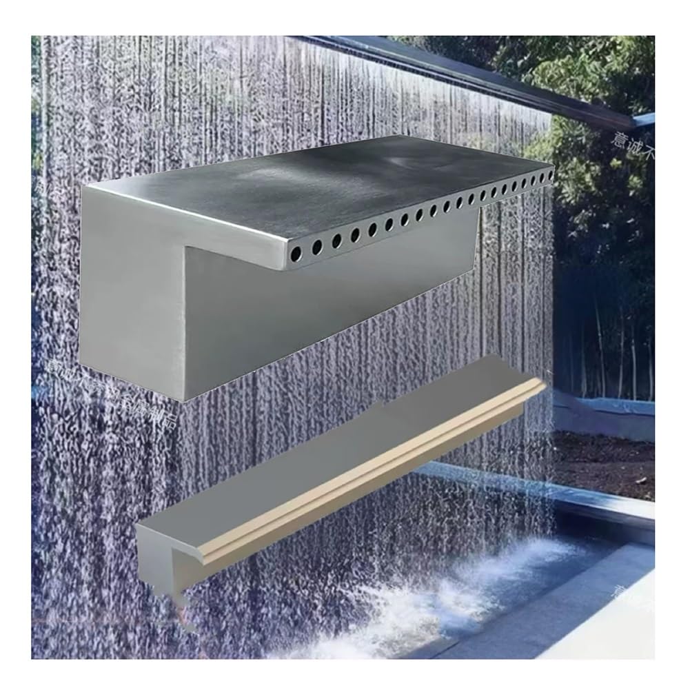 Stainless Steel Waterfall Spillway, Waterfall Pool Fountain, Decorative Water Feature for Swimming Pools, Koi Ponds, Spa & Garden(30cm)