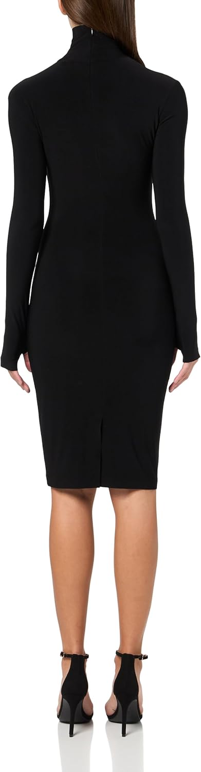 Norma Kamali Women's Long Sleeve Turtleneck Dress to Knee
