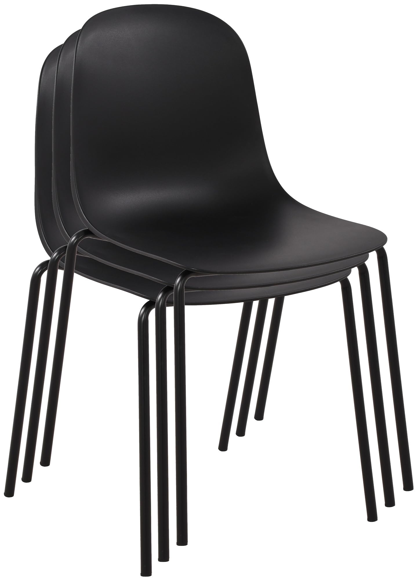 CLP 2er Set Stühle Hardin, stapelbare Gartenstühle, wetterfest und UV-beständig, Outdoor-Stuhl für Balkon, Terrasse und Esszimmer, Farbe:schwarz