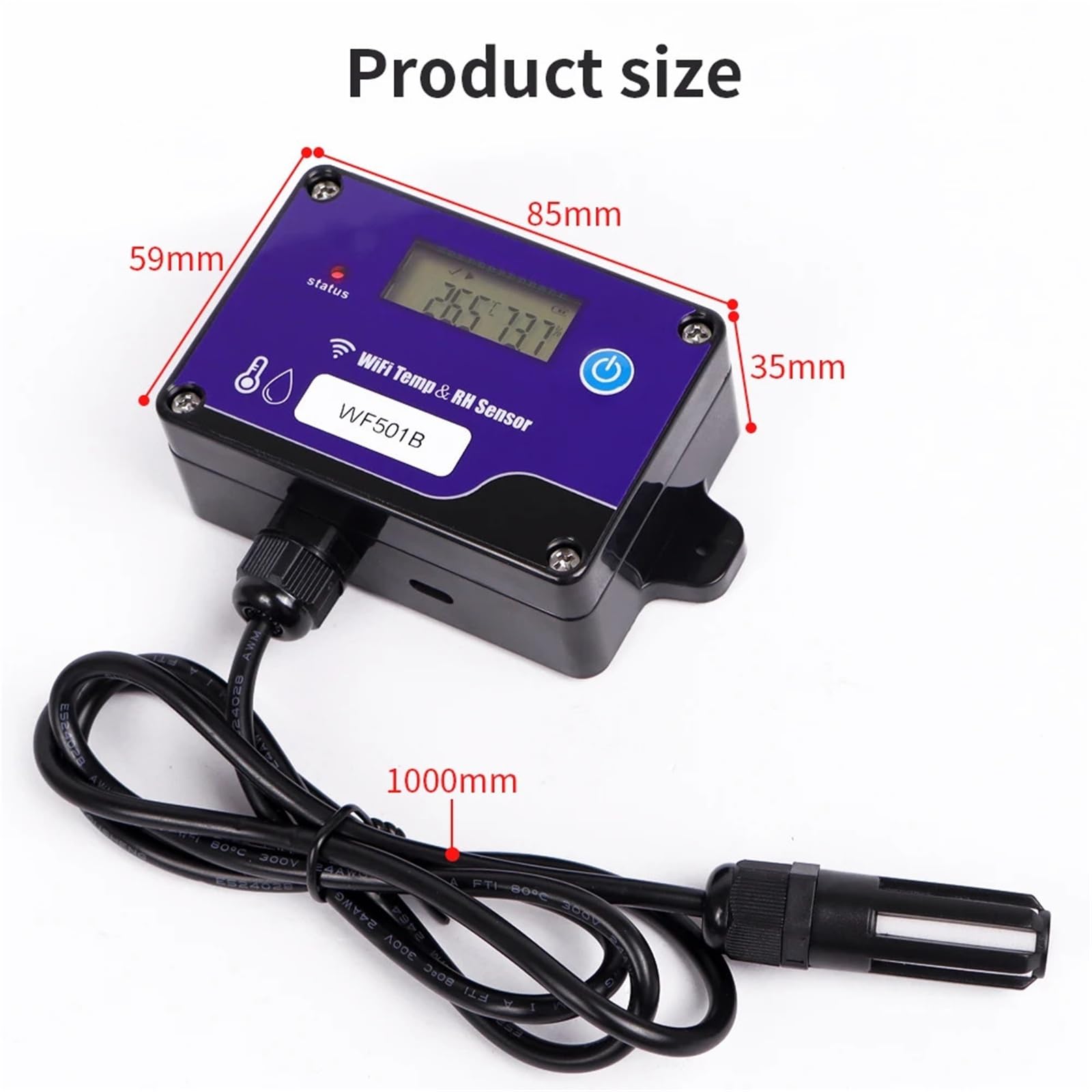 Sensor WiFi de temperatura y humedad, pantalla LCD, alarma zumbadora de exceso de límite, función de transmisión WiFi for almacén de invernadero