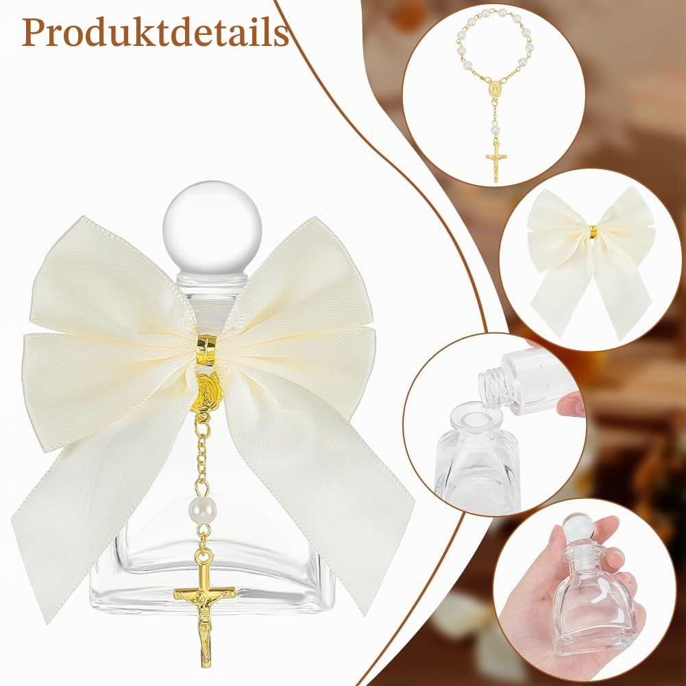 16 Set Heilige Flasche Taufgeschenke Mit Kreuz 50ml Weihwasserbehälter Aus Glas Mit Organzabeutel Taufgeschenke Für Ostern Gäste Geschenke Zur Heiligen Kommunion Kirche Hochzeit