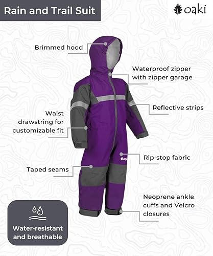 Miniatura 34 de OAKI Traje de lluvia y sendero, el mejor traje de lluvia para niños y niñas - Overol de lluvia perfecto para niños y niñas naranja
