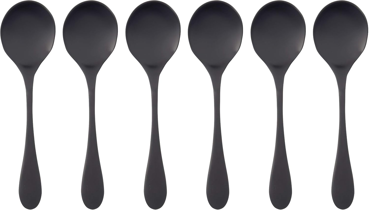 KNORK 6-Piece Bouillon Spoon, Titanium Coated Set (Matte Black) (Pack of 6)