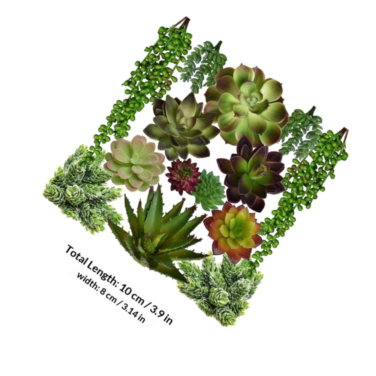 NUOBESTY Plantes Succulentes Imitées 14Pcs PVC PE Légères, Ambiance Noël | Vert, sans Entretien Quotidien, Accessoires Photo Pratiques, pour Mini Jardin Garçon et Filles et Compositions
