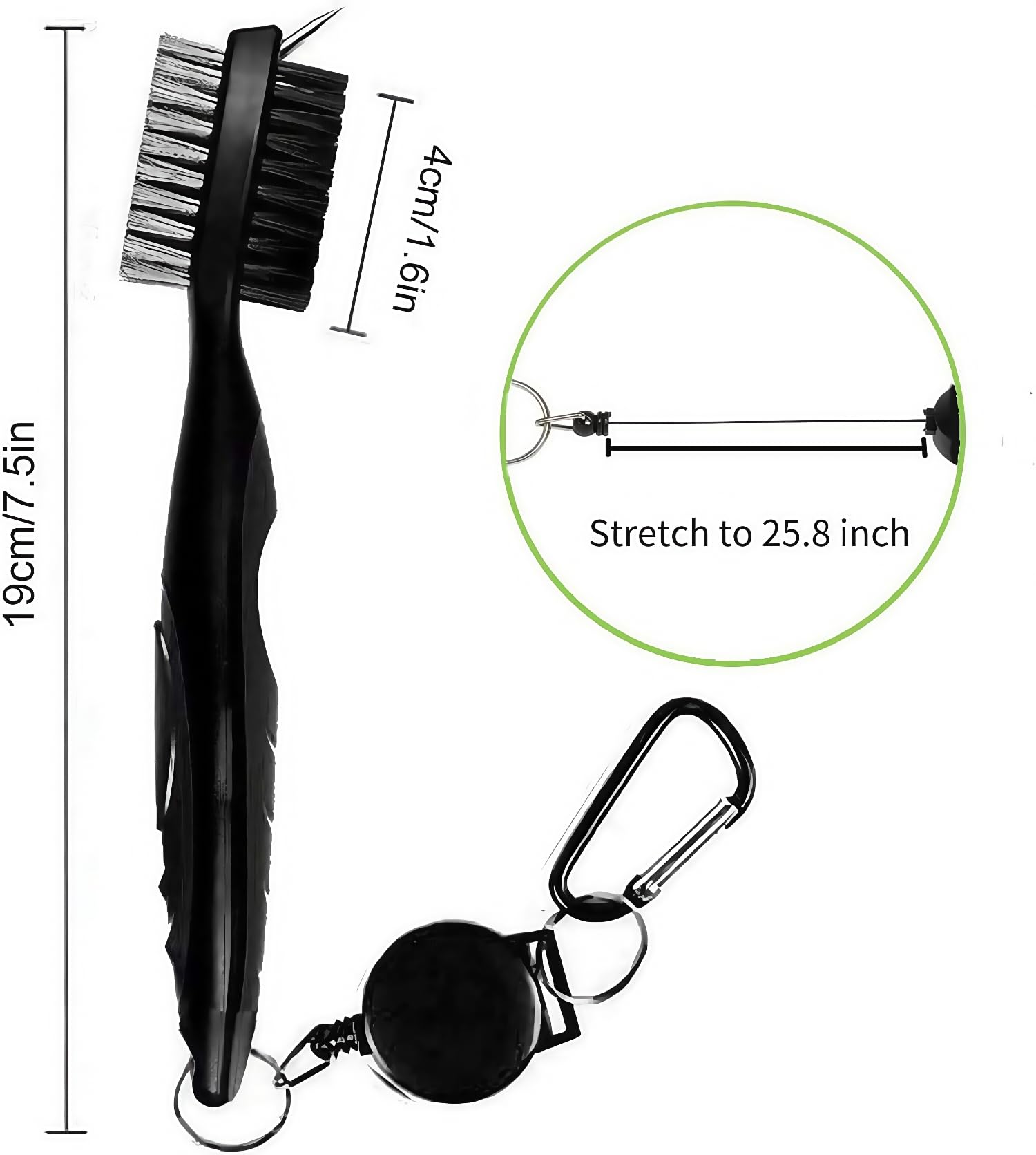 Spazzola da Golf,Golf Club Groove Cleaner,Spazzola per La Pulizia del Golf Accessori,per Mazze da Golf Facile da Attaccare alla Borsa da Golf
