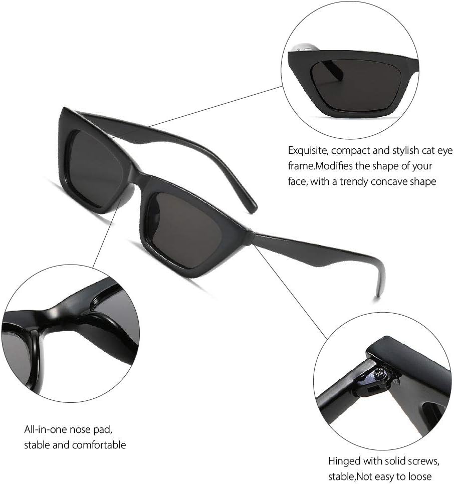 BOJOD Square Cat Eye Sunglasses For Women Fashion Vintage Trendy Cateye Sunglasses For women Black - Image 4