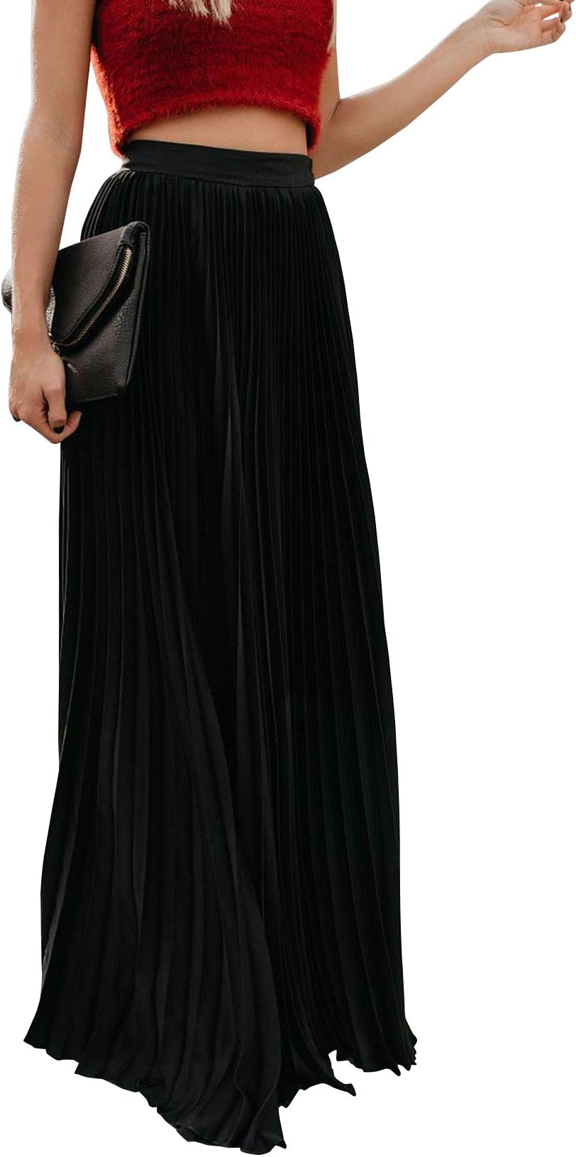 Black pleated maxi skirt uk Clearance