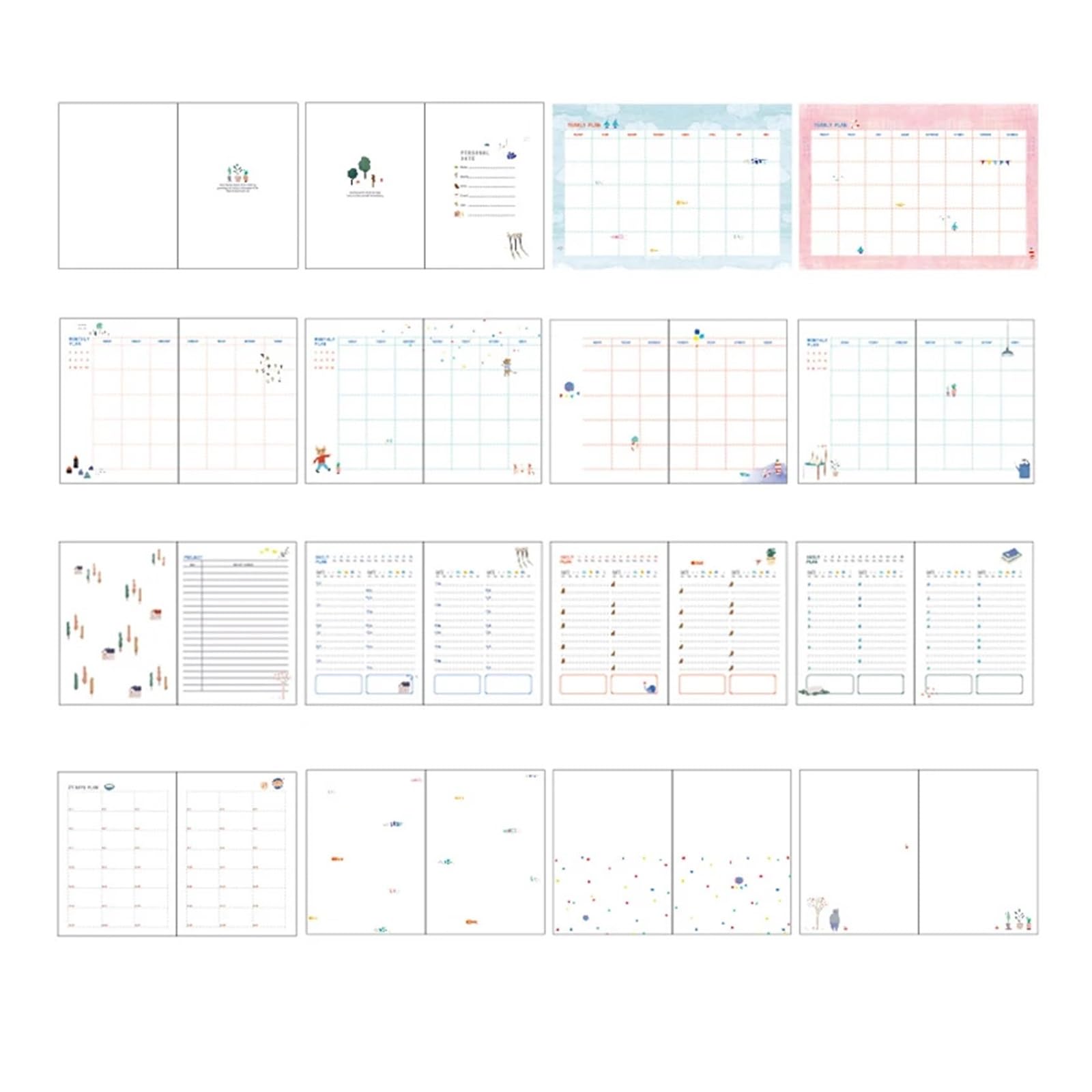 Inspirierendes Notizbuch 2 stücke Täglichen/Monatlichen Planer Notebook Kawaii Kalender Tagebuch Journal Notizblock Zeitplan Buch Büro Schreibwaren Büro Zubehör(Grey)