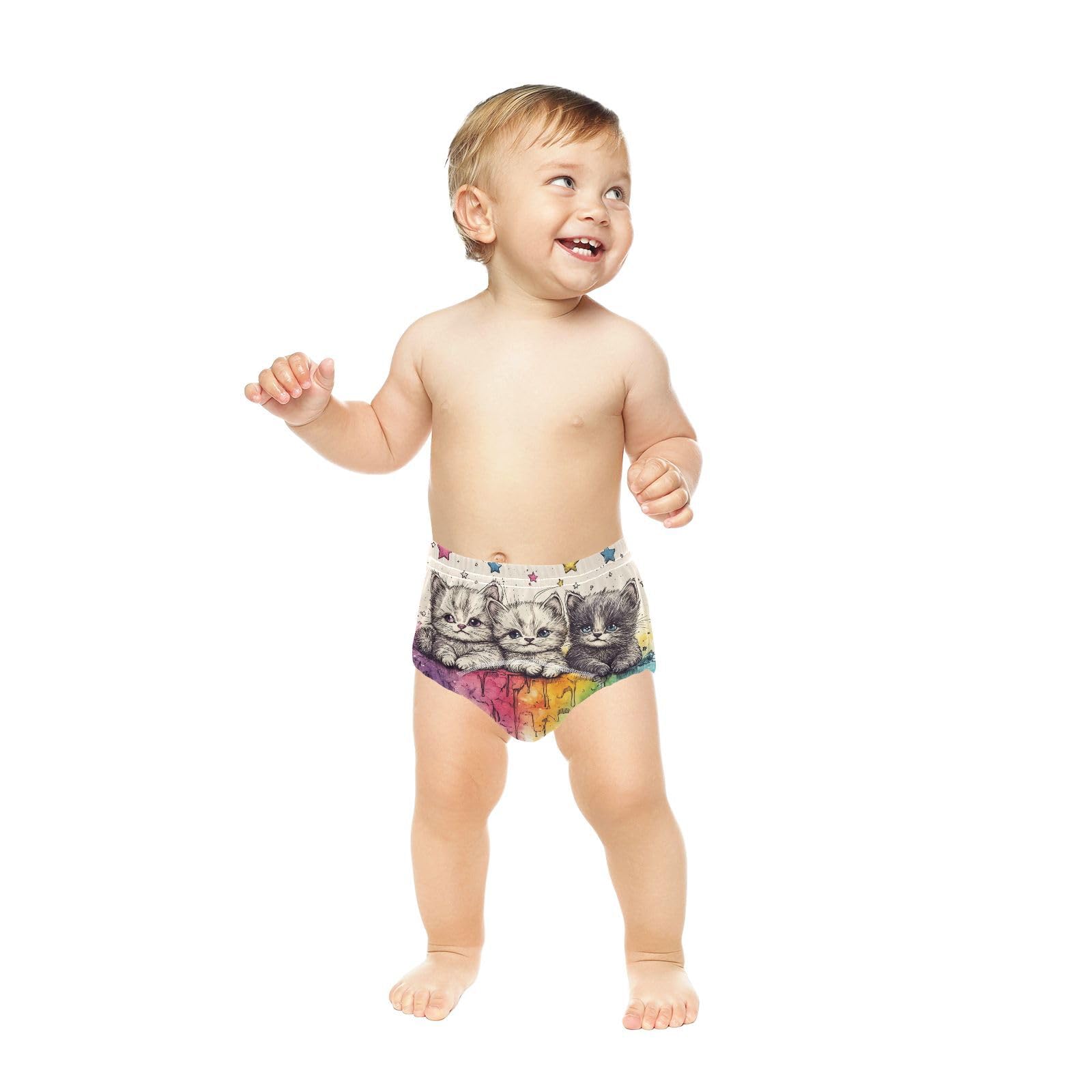 Coikll Ink Rainbow and Cat Toddler Training Underwear Waterproof Baby Pee Pants -2T