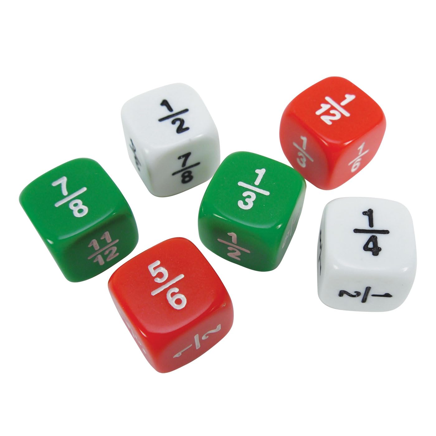 EAI Education Fraction Dice: Red/Green/White - Set of 36
