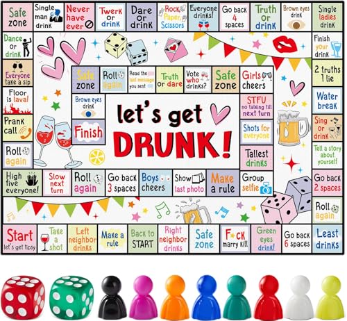 Justforjoyful Board Games for Adults Party Games for Game Night Fun Interactive Take A Shot Game Birthday Groups Family Play Date Night Bachelorette Party Supplies Age 21+ 2-8 Players(Colorful)
