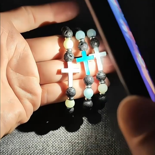 Pulsera de piedra volcánica natural de 8mm unisex miniatura 7