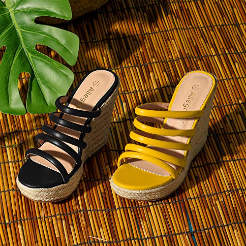 Allegra K Women's Platform Espadrille Wedge Strappy Straps Slides Wedges2
