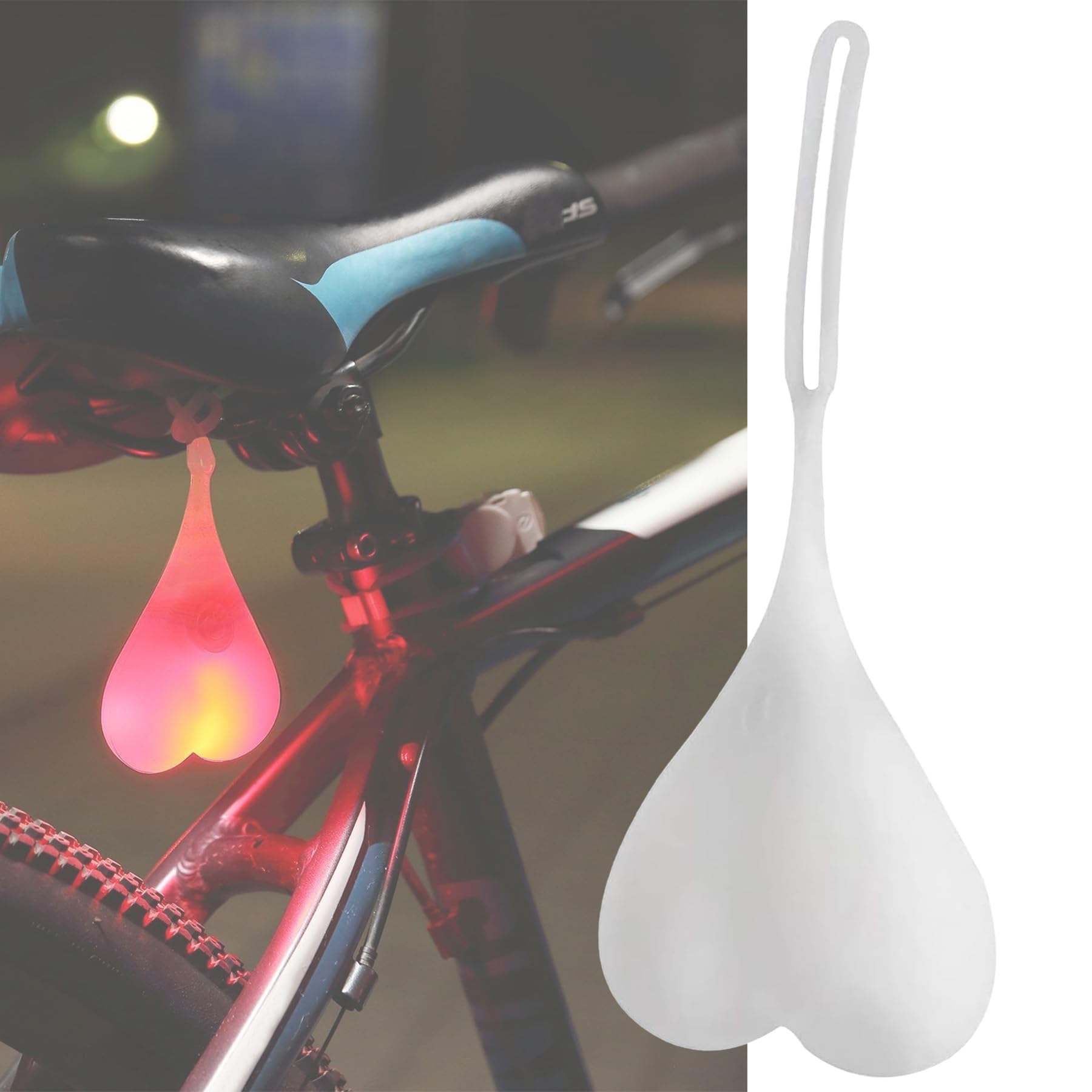 LEPEVNEY Heart-Shaped LED Bike Balls Tail Light Waterproof Silicone Body Night Safety Light for Cycling Running and Outdoor Activities Red