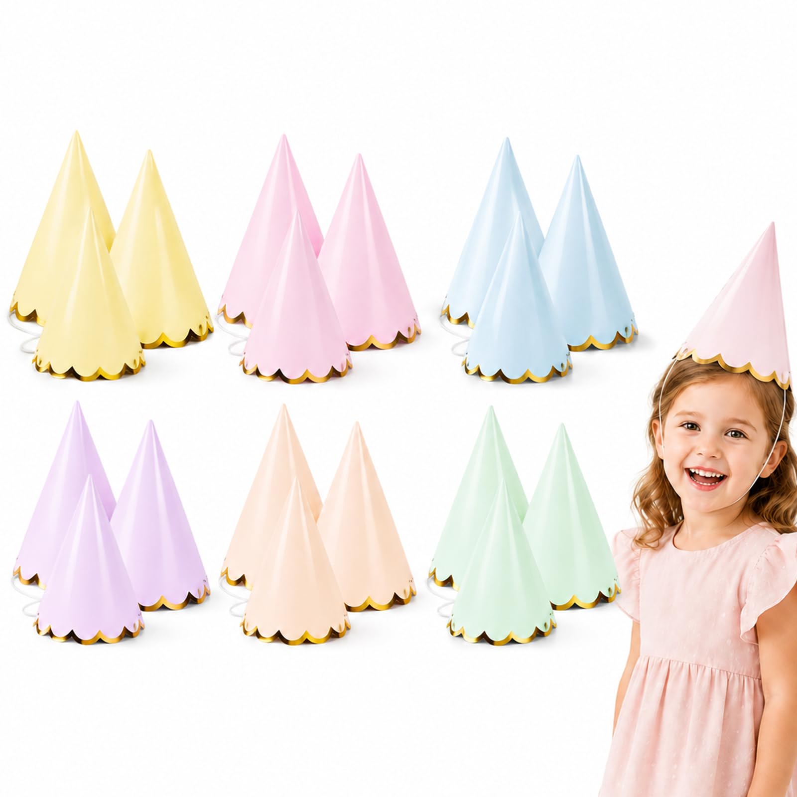 18pcs Birthday Hats, Party Hats for Teddy, Colorful Cone Birthday Hats