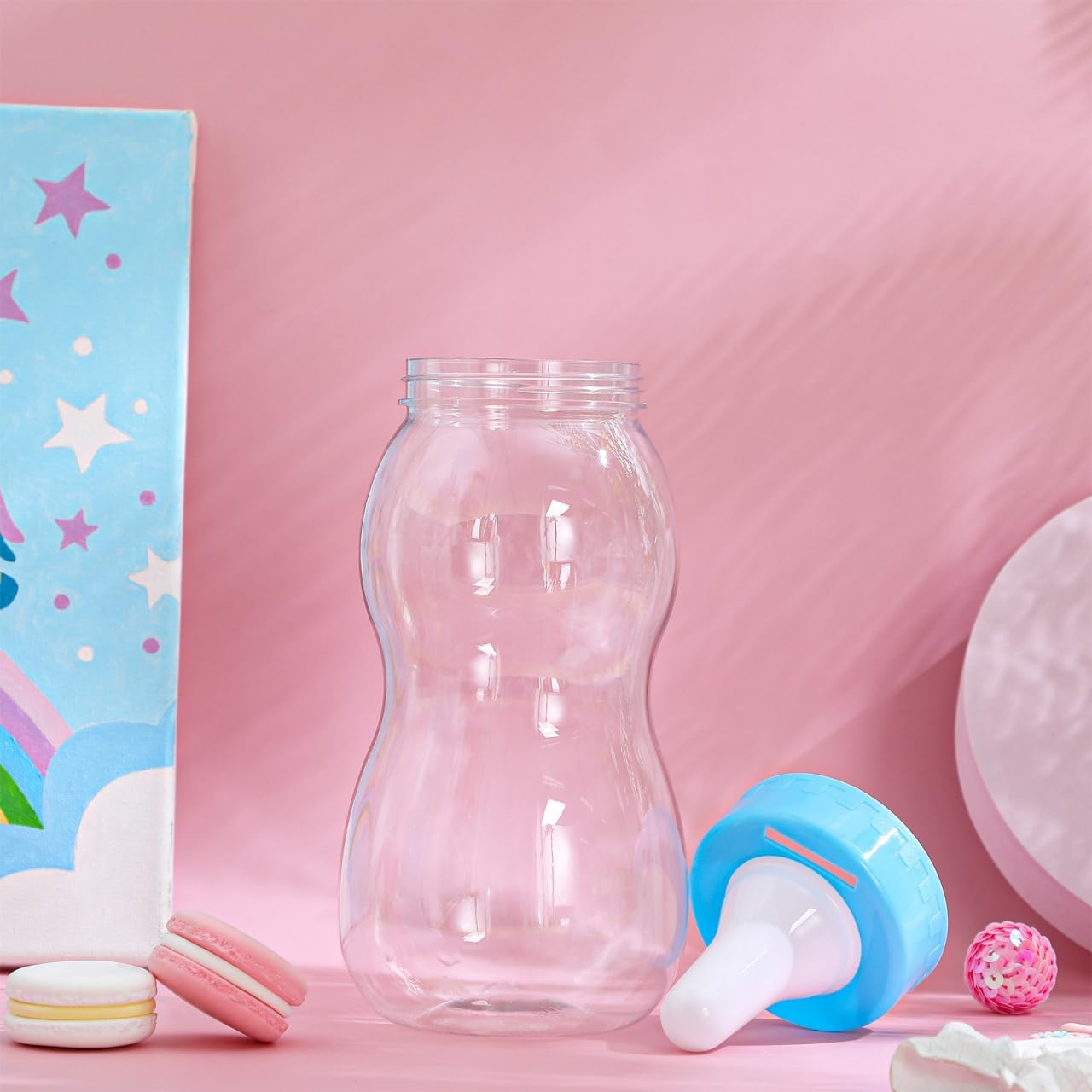 Garneck 11'' Jumbo Baby Bottle for Baby Shower Game Large Capacity Transparent Money Piggy Bank Bottle with Wide Opening Giant Fillable Candy Container for Boys Birthday Nursery Christening Decor